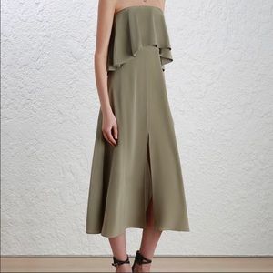 Zimmerman Silk Strapless Layered Midi Dress XS